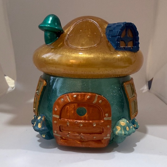 Handmade Other - Unique Resin Whimsical Mushroom House Jar